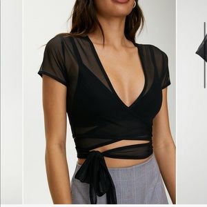 Aritzia mesh wrap top